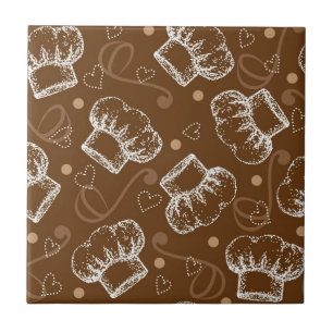 Cooking pattern with chef hat ceramic tile