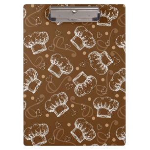 Cooking pattern with chef hat clipboard