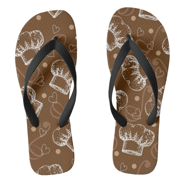 Cooking pattern with chef hat thongs (Footbed)