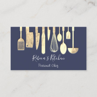 Cooking Personal Chef Restaurant Catering Blue Business Card