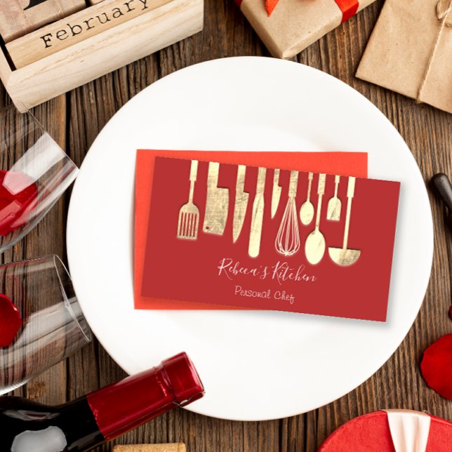 Cooking Personal Chef Restaurant Catering Gold VIP Business Card (Creator Uploaded)