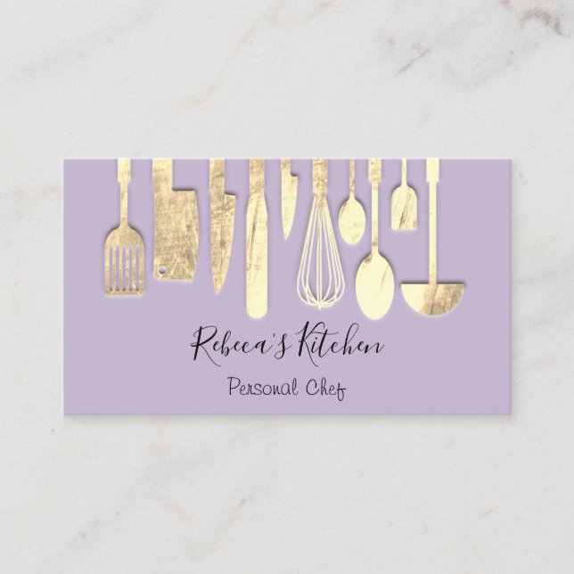 Cooking Personal Chef Restaurant Catering Purple Business Card (Front)