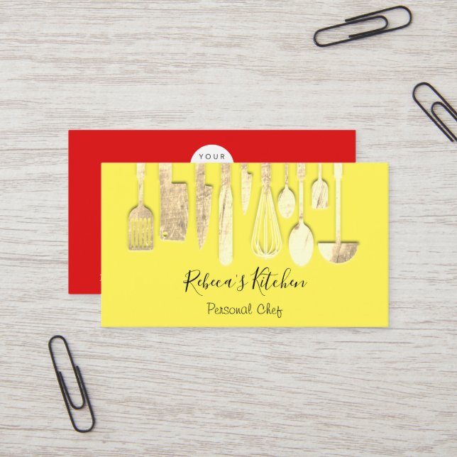 Cooking Personal Chef Restaurant Catering Red Lux Business Card (Front/Back In Situ)