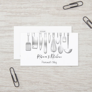 Cooking Personal Chef Restaurant Catering White Business Card