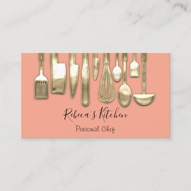 Cooking Personal Chef Restaurant Gold Catering  Bu Business Card (Front)