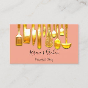 Cooking Personal Chef Restaurant Gold Catering Business Card