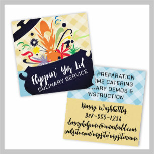 cooking pot flavour burst chef catering business square business card
