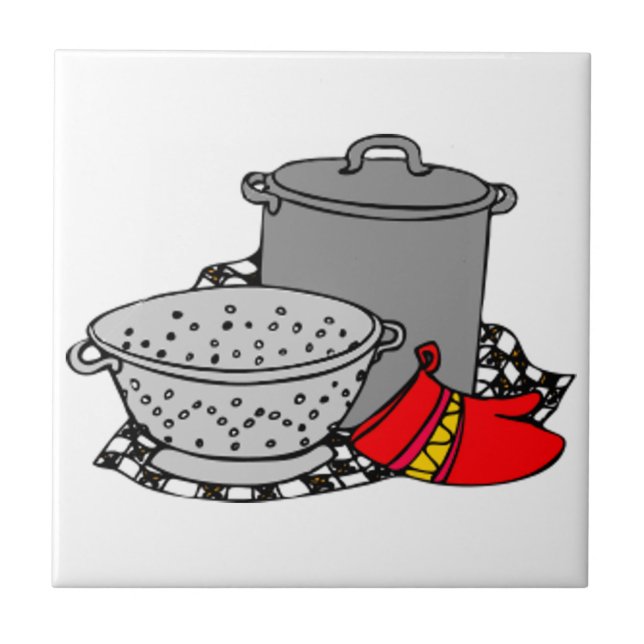Cooking Pot & Strainer Ceramic Tile (Front)