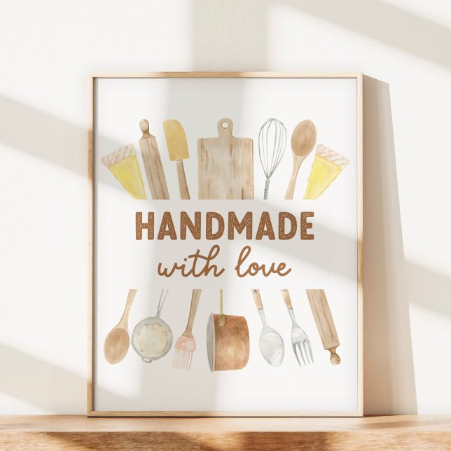 Cooking Quote Scandinavian Kitchen Baking Utensils Poster (Close up)