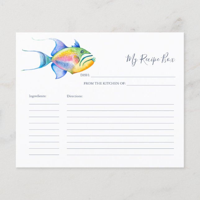 Cooking Recipe Cards Colourful Tropical Fish (Front)