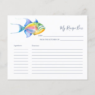 Cooking Recipe Cards Colourful Tropical Fish