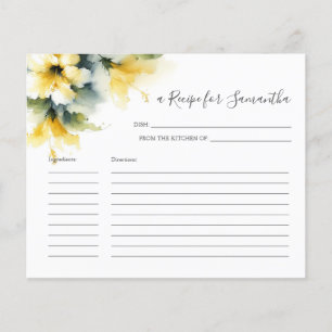 Cooking Recipe Cards Yellow Floral Greenery
