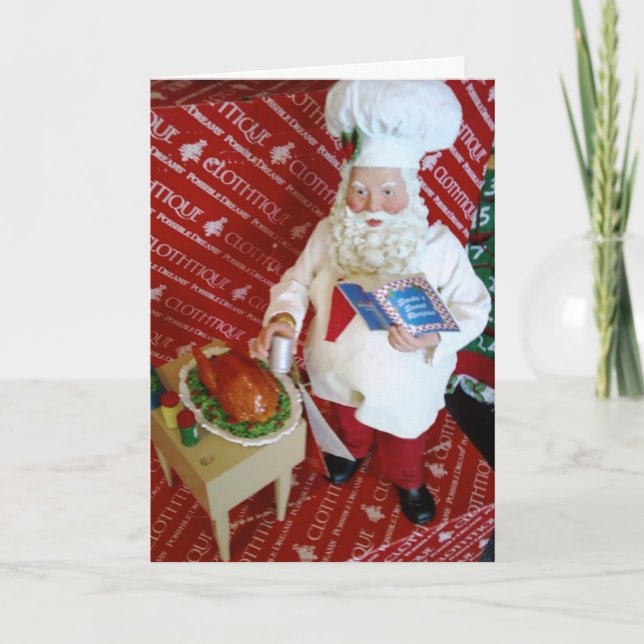 COOKING SANTA/COOKS UP CHRISTMAS WISHES FOR "YOU" HOLIDAY CARD (Front)