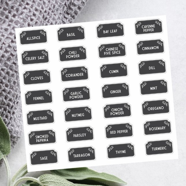 Cooking Spice Jar Labels white on black (Creator Uploaded)