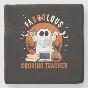 Cooking Teacher Ghost Boo Cook Lover Funny Gift Stone Coaster