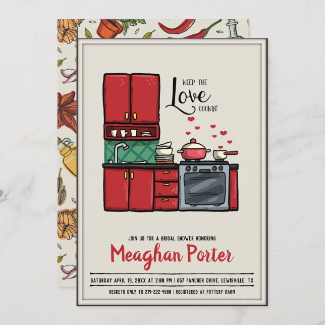 Cooking Themed Bridal Shower Invitation (Front/Back)
