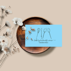 Cooking tools bakery homemade food blue business card