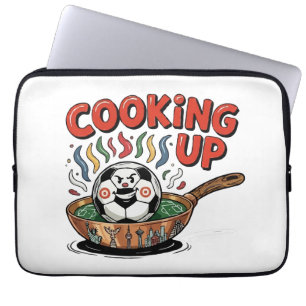 Cooking Up The Game Funny Soccer Ball Frying Laptop Sleeve