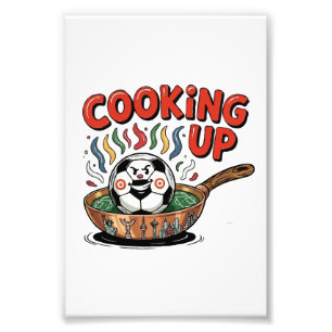 Cooking Up The Game Funny Soccer Ball Frying Photo Print