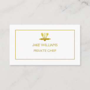 COOKING UTENSILS IN FAUX GOLD PRIVATE CHEF BUSINESS CARD