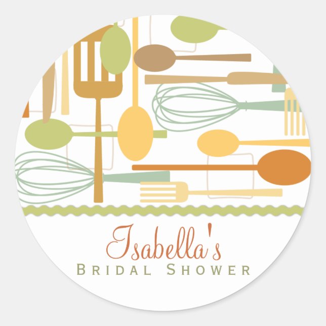 Cooking Utensils Kitchen Shower Favour Sticker (Front)