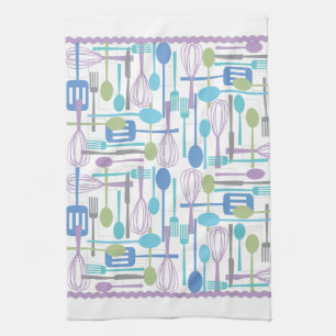 Cooking Utensils Kitchen Towel in Cool Colours
