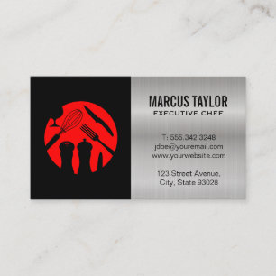 Cooking Utensils Metallic Business Card
