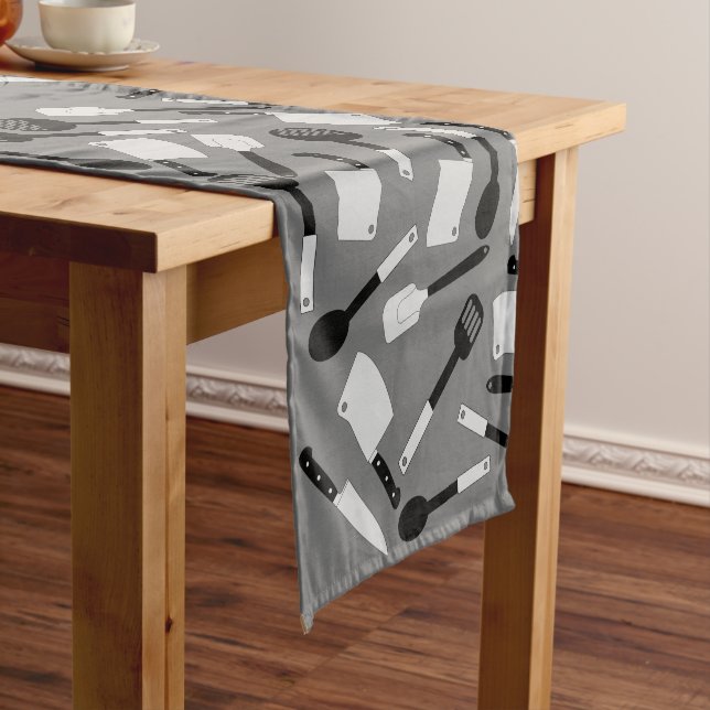 Cooking Utensils Pattern Short Table Runner (In Situ)