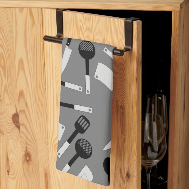 Cooking Utensils Pattern Tea Towel (Thirds Fold)