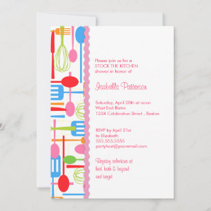Cooking Utensils Stock the Kitchen Bridal Shower Invitation