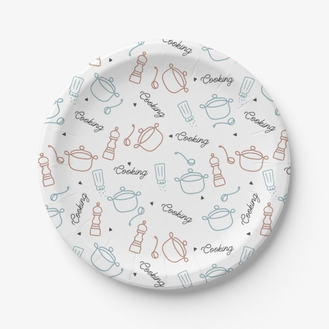 Cooking Well With Love Pattern Paper Plate (Front)