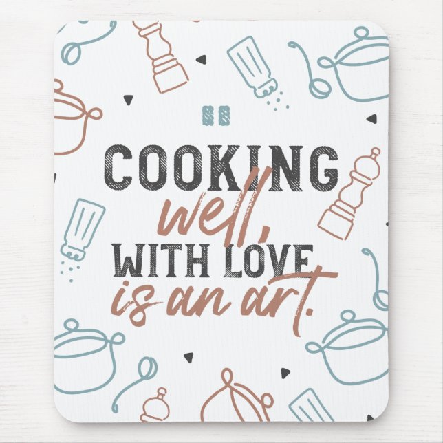 Cooking Well With Love Typography Mouse Pad (Front)