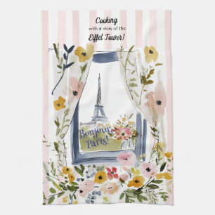 Cooking with a view of the Eiffel Tower Tea Towel