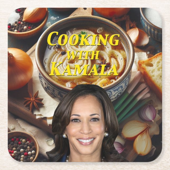 Cooking With Kamala Square Paper Coaster (Front)