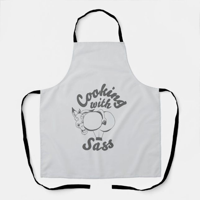 cooking with sass apron soft grey (Front)
