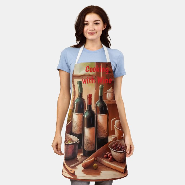 Cooking with Wine Apron (Worn)