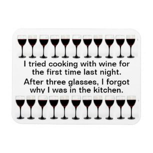 Cooking with Wine - Funny Saying on Apron Magnet