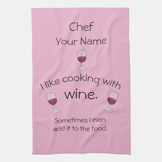 Cooking with Wine Tea Towel (Vertical)
