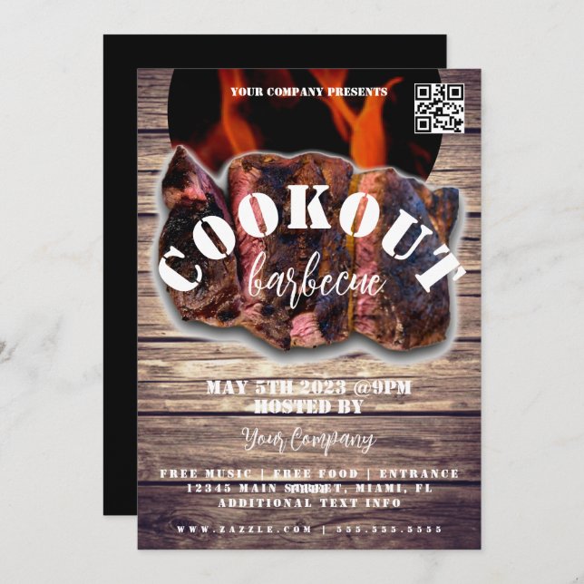 Cookout Barbecue Steak Event Company Party Flyer Invitation (Front/Back)