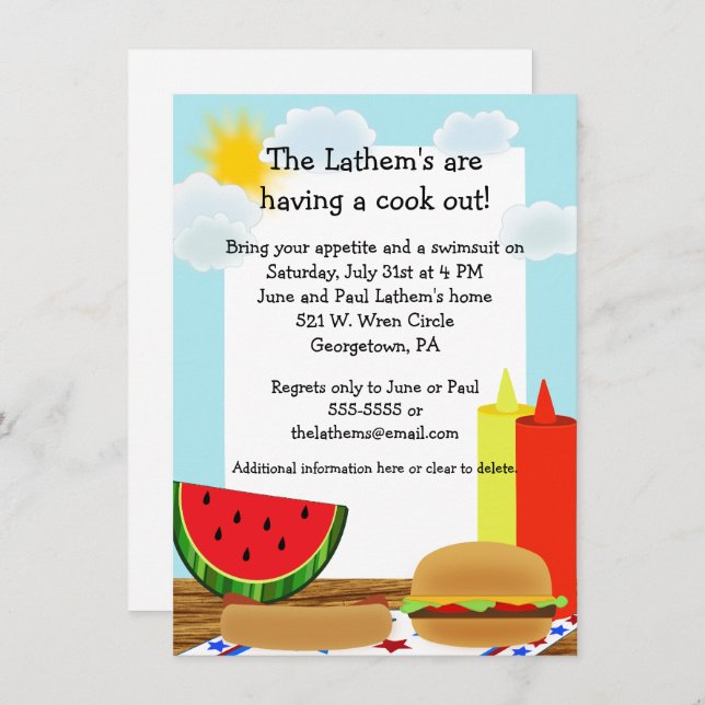 Cookout Fun Invitation (Front/Back)