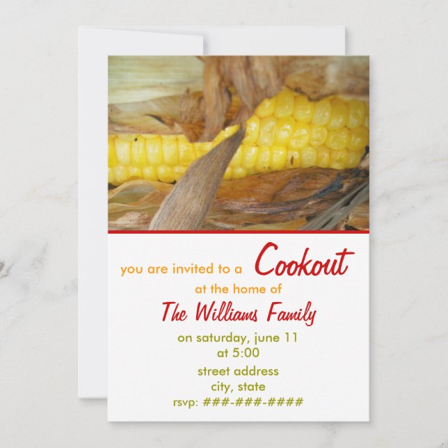 Cookout Invitation - Corn on The Cob (Front)