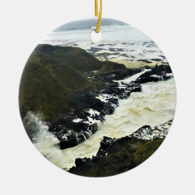 Cook's Chasm, Cape Perpetua, Oregon Coast Ceramic Ornament (Front)