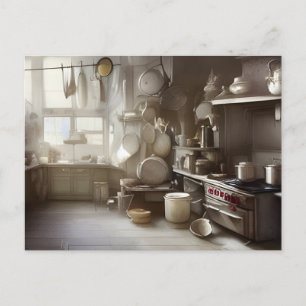 Cook's Kitchen Scene Digital Art Postcard