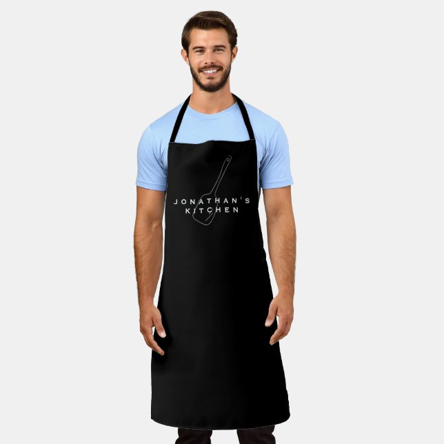 Cook's Kitchen Simple Black & White Spatula Apron (Worn)