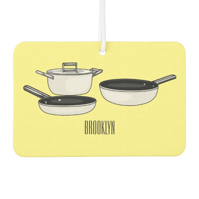Cookware sets cartoon illustration car air freshener (Front)