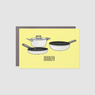 Cookware sets cartoon illustration car magnet