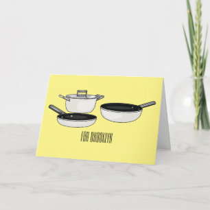 Cookware sets cartoon illustration card