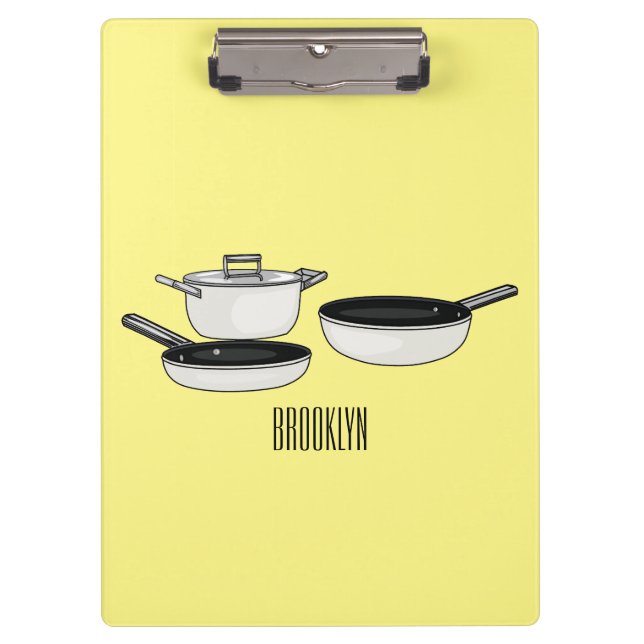 Cookware sets cartoon illustration clipboard (Front)