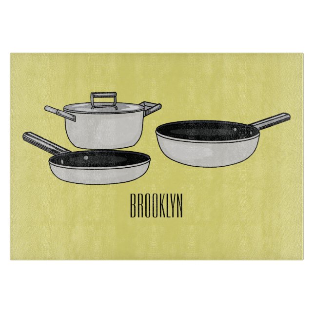 Cookware sets cartoon illustration cutting board (Front)