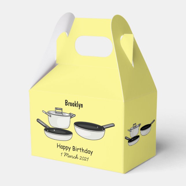 Cookware sets cartoon illustration favour box (Front Side)